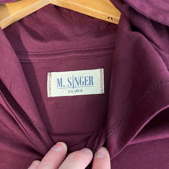 M. Singer Maroon Red Stitch Accents Lightweight Pullover Hoodie Men’s X-Large - Picture 4 of 8